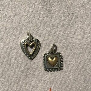 James Avery Radiant Heart & Petite Framed Heart Charm SS/Bronze